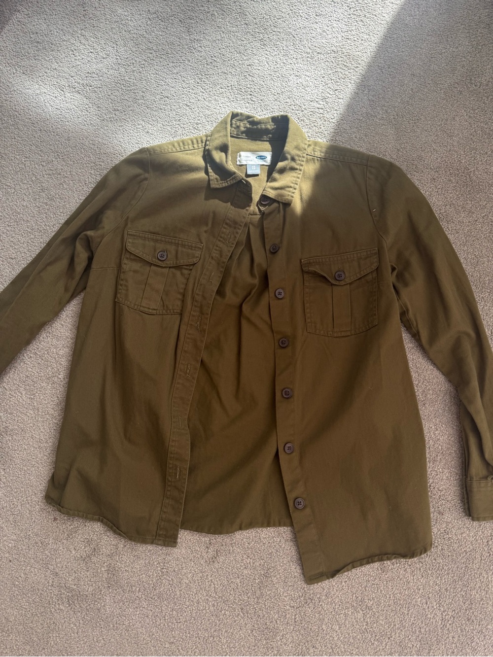 Old Navy Women's Olive Green Button-Down Shirt